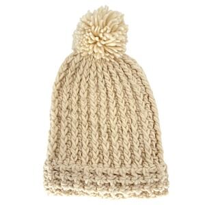 Betsy Hat Cream Knit Pom Pom Beanie Women One Size Acrylic